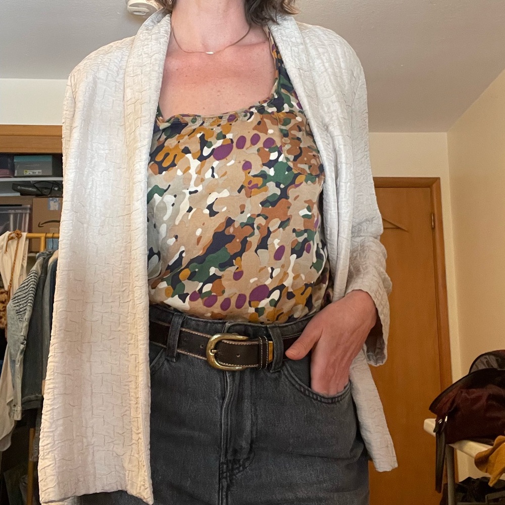 Eileen Fisher Silk + Linen Lightweight Crinkle Open Blazer Size M. - Picture 4 of 8